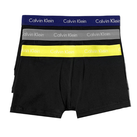 Calvin Klein Men's Cotton Stretch Hip Briefs 3-Pack NU2661 Black with Color Band Red