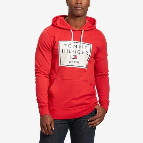 Tommy Hilfiger Men's Tommy Jeans SMITH PO BADGE HOODIE. Red