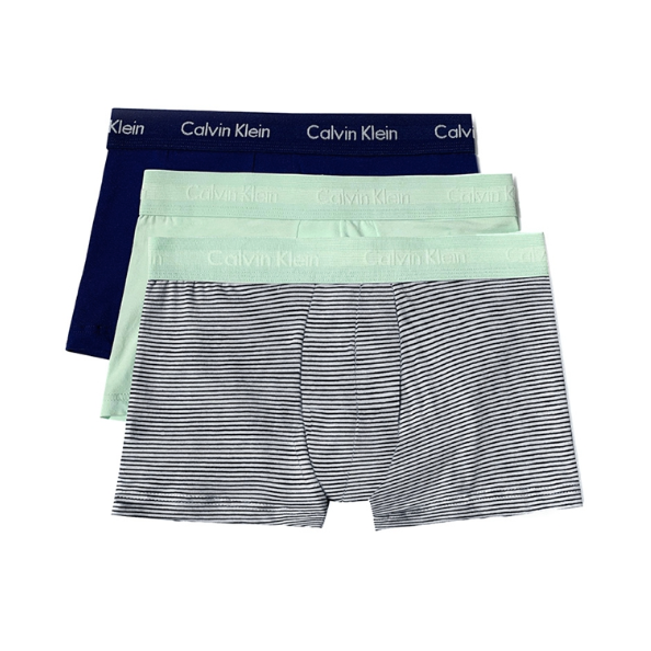 Calvin Klein Men's Cotton Stretch Low-Rise Trunks 3-Pack NU2664 Mint Stripe