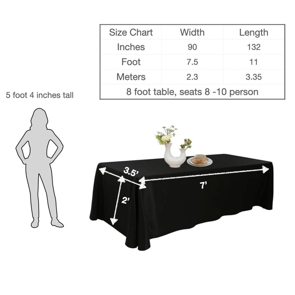 Urby 90 X 132 Inch Polyester Rectangular Table Cloth For 8 Foot