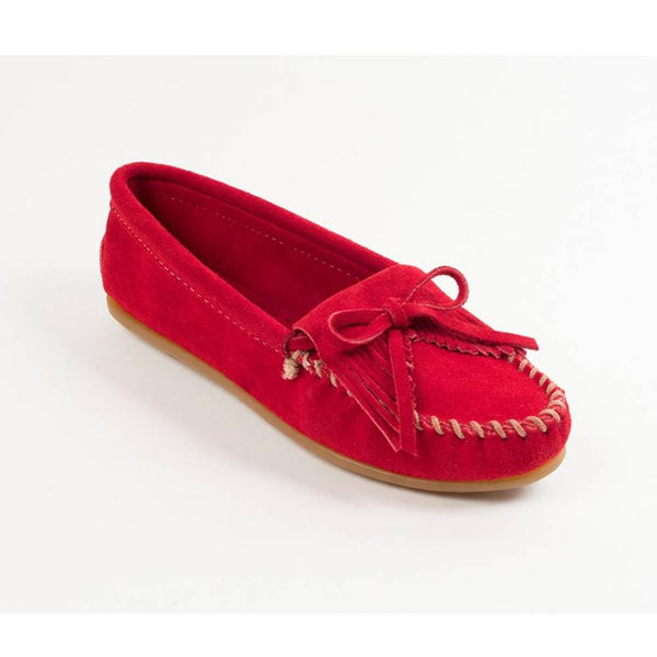 Minnetonka Kilty Hardsole Cherry Red Moccasins