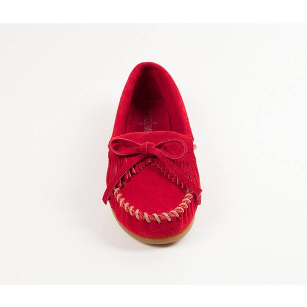 Minnetonka Kilty Hardsole Cherry Red Moccasins
