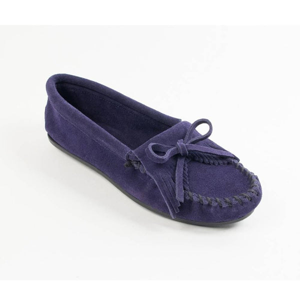 Minnetonka Kilty Hardsole Navy Moccasins