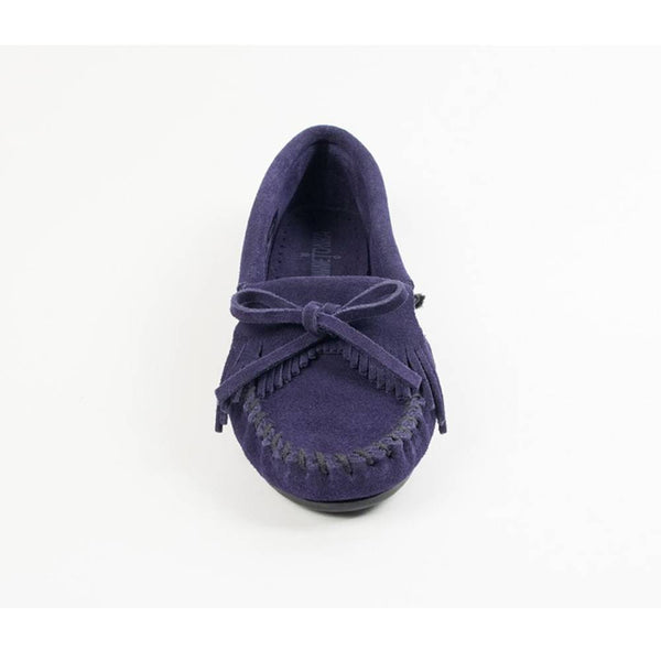 Minnetonka Kilty Hardsole Navy Moccasins
