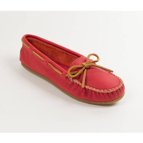 Minnetonka Kilty Hardsole Cherry Red Moccasins