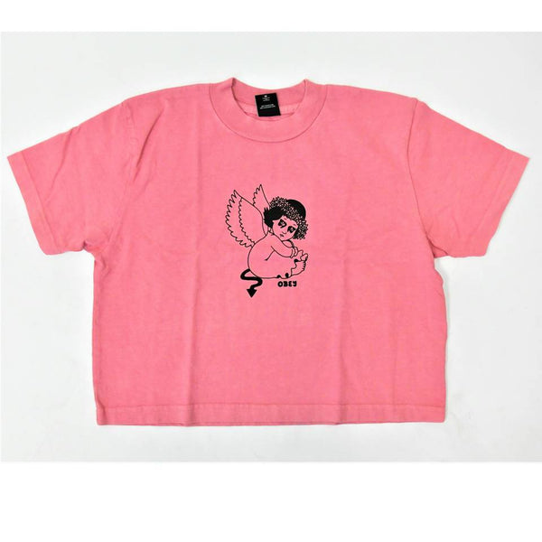 Obey Devil Angel Mock Neck Cropped Tee Women’s DUSTY PINK