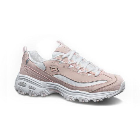 Skechers Women's D'Lites Memory Foam Lace-up Sneaker Pink White