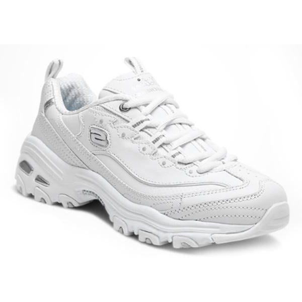 Skechers Women's D'Lites Memory Foam Lace-up Sneaker ALL White