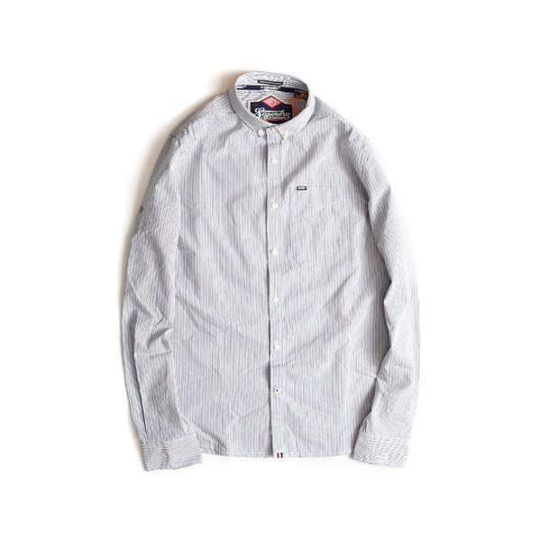 Chemise Homme Superdry à Manches Longues - Coupe Décontractée - Coton Léger - Col Boutonné Et Poche Poitrine - Taille M