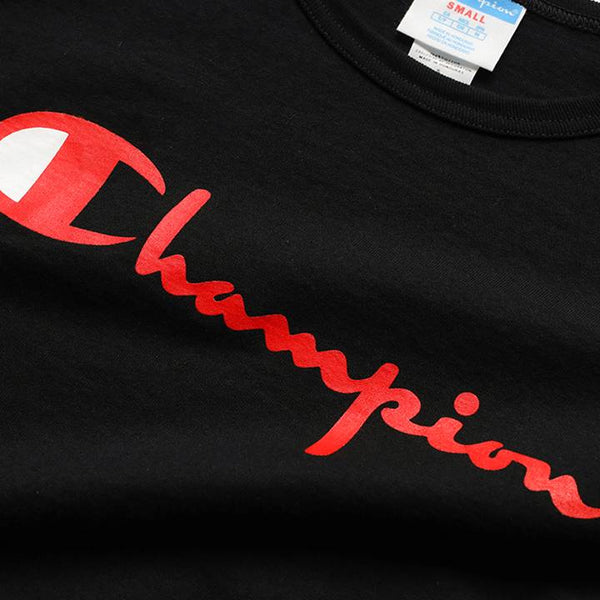 HERITAGE SHORT LEEVE T-SHIRT WITH CHAMPION LOGO BLACK