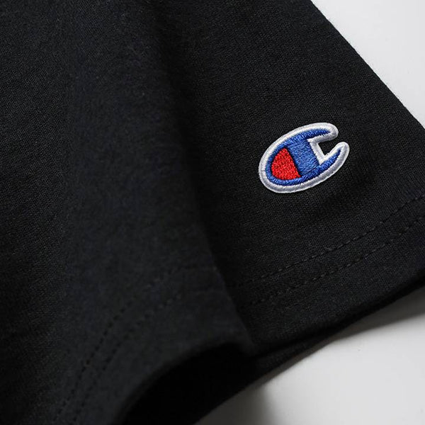 HERITAGE SHORT LEEVE T-SHIRT WITH CHAMPION LOGO BLACK