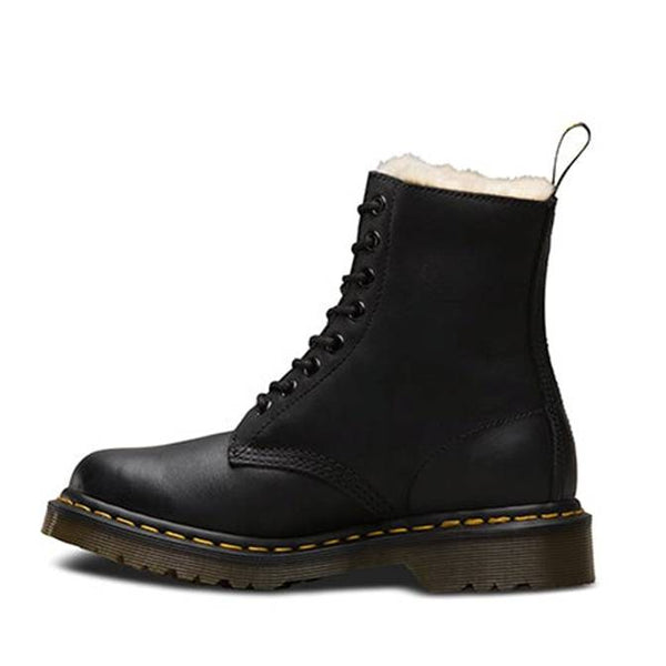 Dr.Martens 1460 WOMEN'S FAUX FUR LINED LACE UP BOOTS BLACK