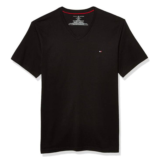 TOMMY HILFIGER MEN'S CORE FALG TEE V NECK BLACK