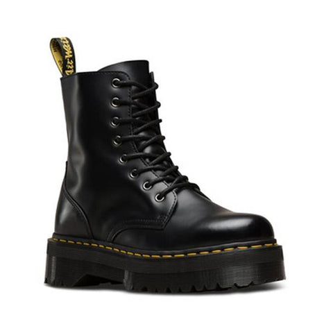 Dr.Martens Women's 1490 10-eye VIRGINIA LEATHER Mid Calf BOOTS Black