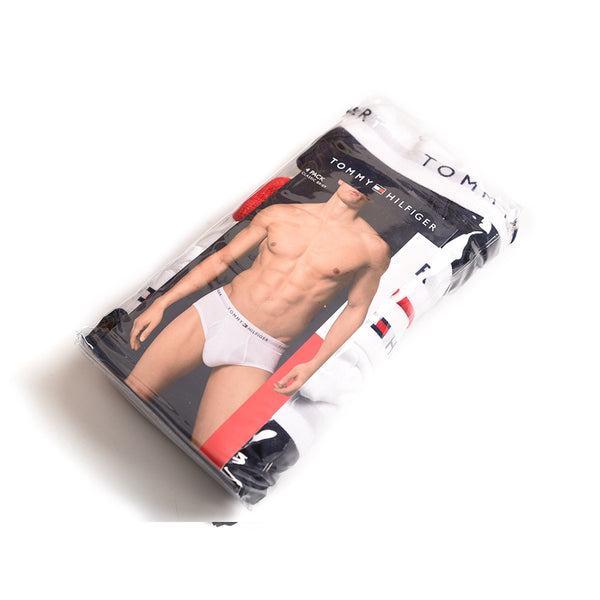 Tommy Hilfiger Men's Underwear, Cotton Brief 4-Pack White Red Combo