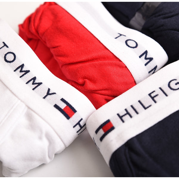 Tommy Hilfiger Men's Underwear, Cotton Brief 4-Pack White Red Combo