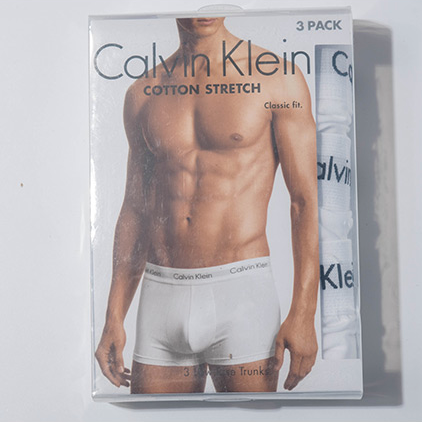 Calvin Klein Men's Cotton Stretch Low-Rise Trunks 3-Pack NU2664 Black with Grey Yellow Navy Band