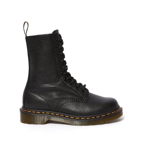 Dr.Martens Women's 1490 10-eye VIRGINIA LEATHER Mid Calf BOOTS Black