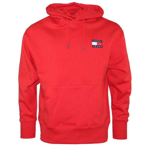 Tommy Hilfiger Men's Tommy Jeans SMITH PO BADGE HOODIE. Red