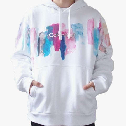 CALVIN KLEIN LS PAINTED LOGO PULLOVER HOODIE