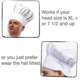 Urby Extra Large Chefs Hat Similar to Hat Size XL, XXL or 7 1/2 and up. Great Comfort to Chefs with Larger or Bigger Head