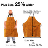 Urby Big and Tall Plus Size Work Apron: Flame Resistant Leather Welding Apron, Wood and Workshop Canvas. Butcher Rubber.