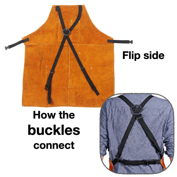 Urby Big and Tall Plus Size Work Apron: Flame Resistant Leather Welding Apron, Wood and Workshop Canvas. Butcher Rubber.