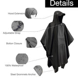 Urby Plus Size Adult Rain Poncho with Hood, Poncho Para Lluvia, Tactical Ponchos Adult For Camping, Hiking, Travel, Outdoors