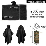 Urby Plus Size Adult Rain Poncho with Hood, Poncho Para Lluvia, Tactical Ponchos Adult For Camping, Hiking, Travel, Outdoors