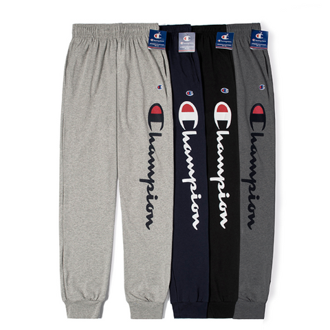 Champion Men's Jogger Slim Summer Classic Script. Charcoal Gray.