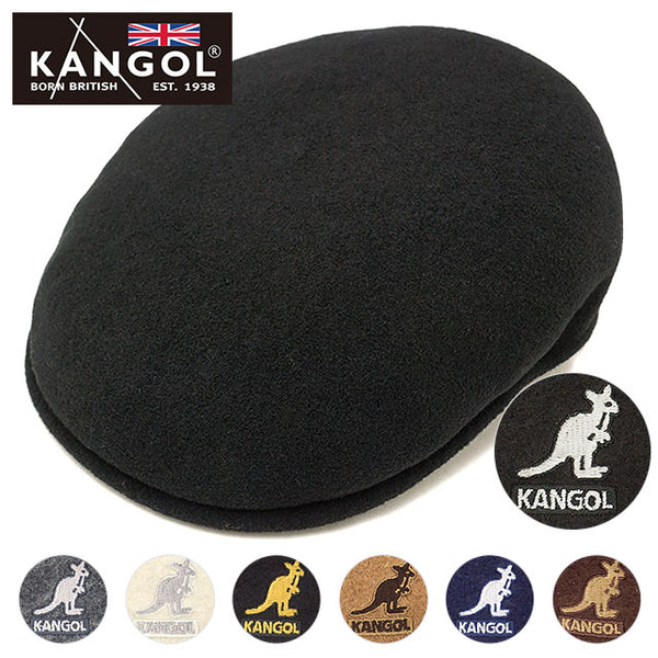 Kangol Wool 504 Caps Modern Classic 100% Seamless Wool Black Gold
