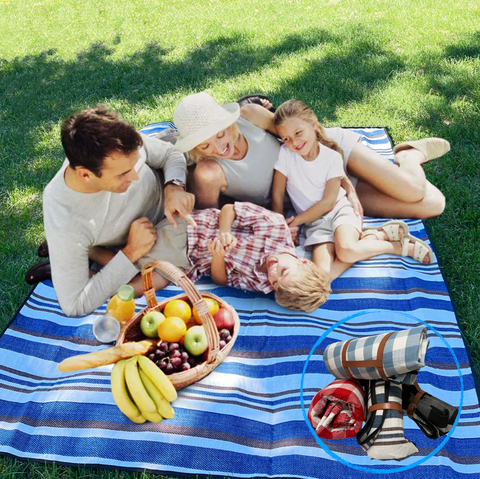URBY Lightweight Portable Easy Roll up Blanket with Straps, Fits 3-4 Person for Family Events Such as Concert, Travel, Picnic, Beach, Park - Heavy Duty but Foldable and Packable