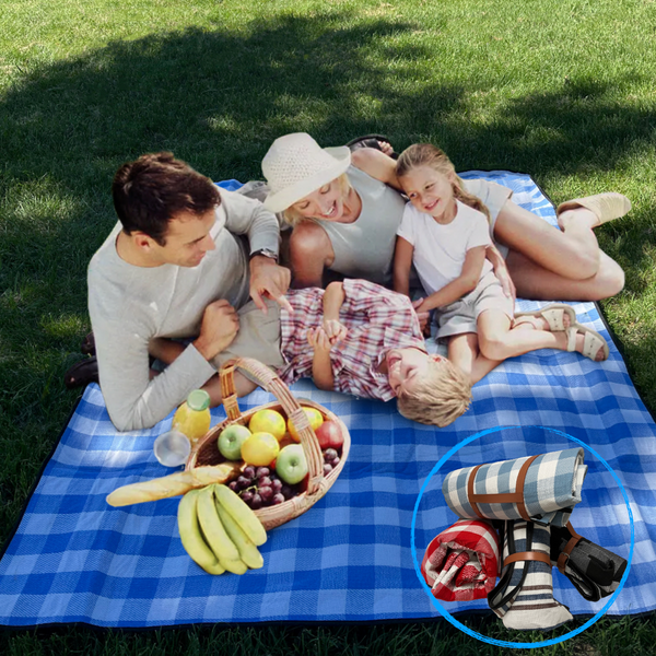 URBY Lightweight Portable Easy Roll up Blanket with Straps, Fits 3-4 Person for Family Events Such as Concert, Travel, Picnic, Beach, Park - Heavy Duty but Foldable and Packable