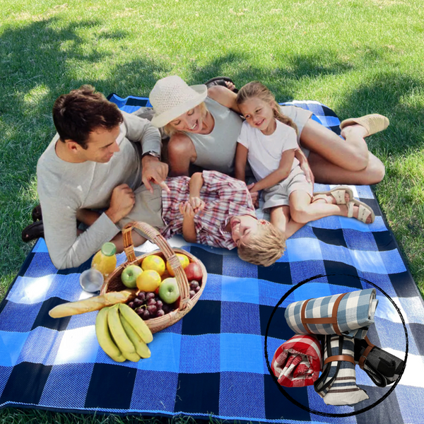 URBY Lightweight Portable Easy Roll up Blanket with Straps, Fits 3-4 Person for Family Events Such as Concert, Travel, Picnic, Beach, Park - Heavy Duty but Foldable and Packable
