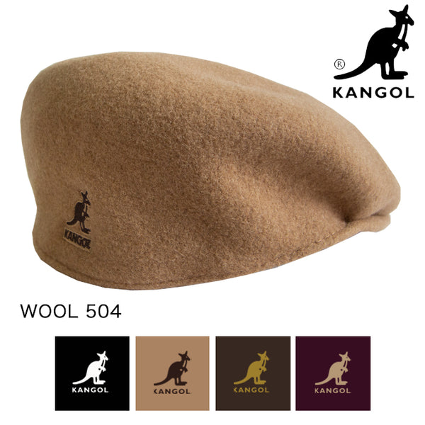 Kangol Wool 504 Caps Modern Classic 100% Seamless Wool Black Gold