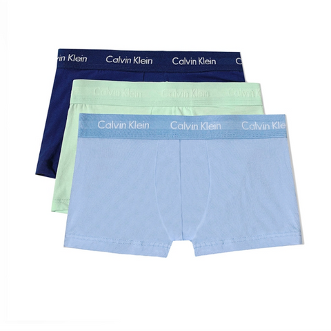 Calvin Klein Men's Cotton Stretch Low-Rise Trunks 3-Pack NU2664 Blue Family