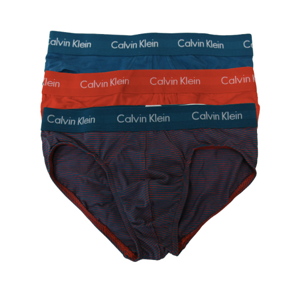 Calvin Klein Men's Cotton Stretch Hip Briefs 3-Pack NU2661 Dark Stripe