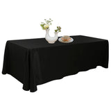 URBY 90 X 156 Inch Polyester Rectangular Table Cloth For 8-10 Foot Table That Seats 10-12 Person - Fits Extra Long Tables Or Cut To Fit Smaller Tables - Machine Wash Reusable And Wrinkle Free - Black