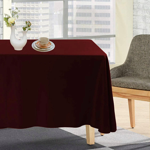 URBY 90 X 156 Inch Polyester Rectangular Table Cloth For 8-10 Foot Table That Seats 10-12 Person - Fits Extra Long Tables Or Cut To Fit Smaller Tables - Machine Wash Reusable And Wrinkle Free - Burgundy