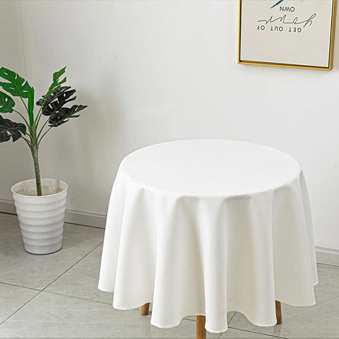 Urby 90 Inch Polyester Round Table Cloth For 4 - 6 Foot Table That Seats 5 - 6 Person - Fits Event Tables, Picnic Tables, Dining Tables - Machine Wash Reusable & Wrinkle Free - Ivory