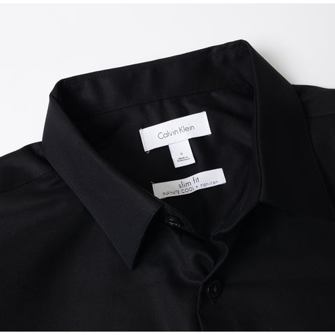 Calvin Klein Men's Long Sleeve Button Down Solid Shirt Black