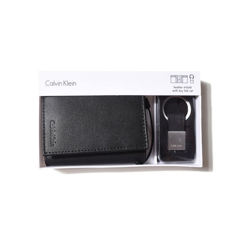 Calvin Klein Men's Leather Trifold Wallet with Key Fob 79027
