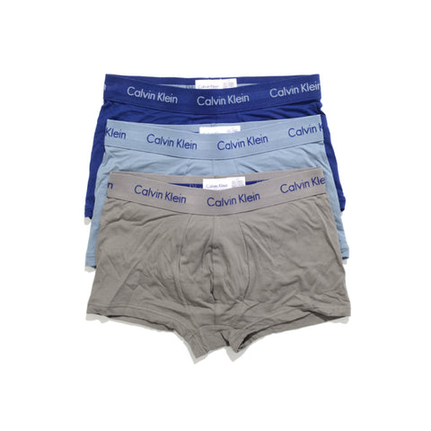 Calvin Klein Men's Cotton Stretch Low-Rise Trunks 3-Pack NU2664 Grey Blue