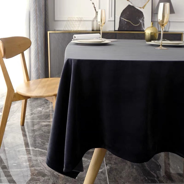 URBY 90 X 156 Inch Polyester Rectangular Table Cloth For 8-10 Foot Table That Seats 10-12 Person - Fits Extra Long Tables Or Cut To Fit Smaller Tables - Machine Wash Reusable And Wrinkle Free - Black