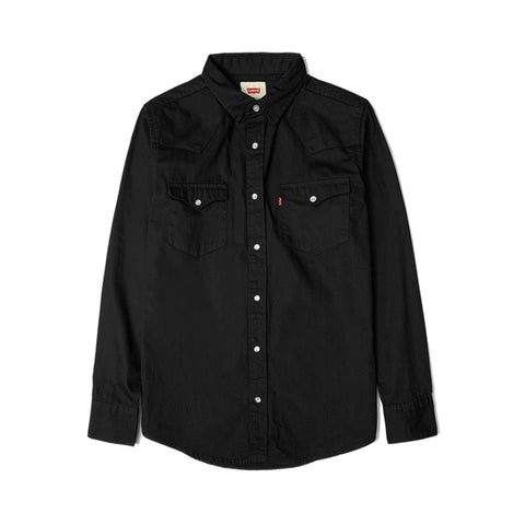 Levi's Men's Long Sleeve Western Pearl Snap Twill Shirt 3LMLW379CC Black
