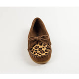 Minnetonka Leopard Dusty Brown Moccasins