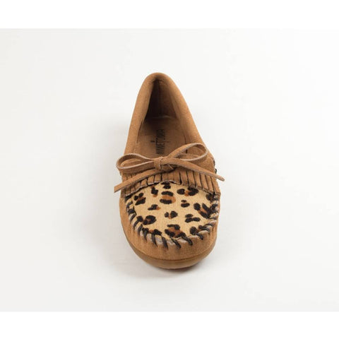 Minnetonka Leopard Taupe Moccasins