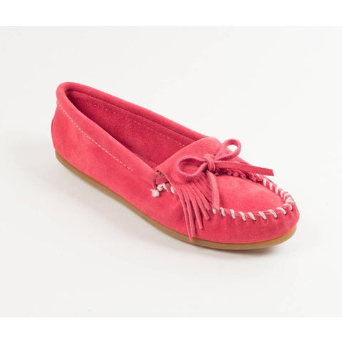 Minnetonka Kilty Hardsole Pink Moccasins