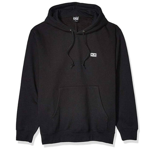 Obey NOVEL Relaxed box fit hooded fleece with rib trim Black