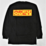 Obey INSIDE OUT OBEY 3 Regular fit crew neck long sleeve tee with set in rib trims Black
